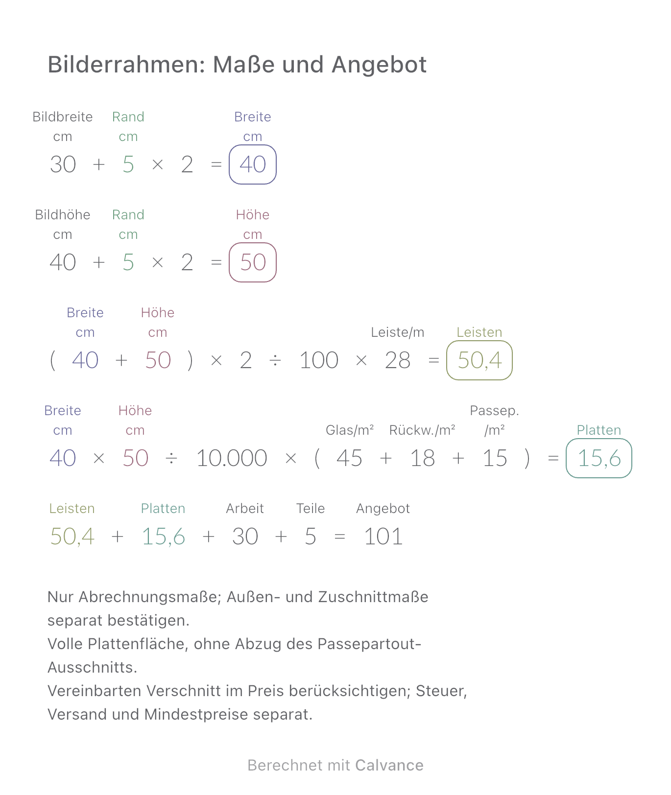 Bilderrahmen: Maße und Angebot · Angebot: 101 EUR